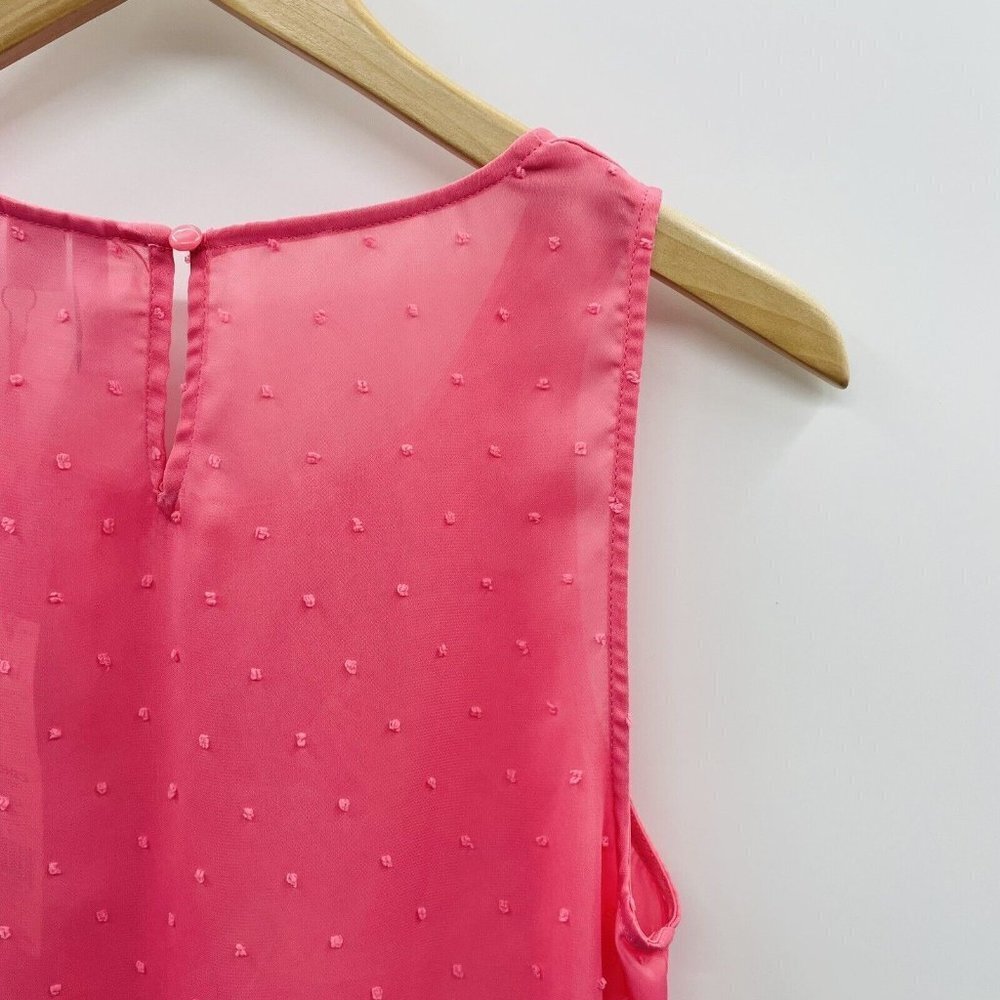 Elle Womens Size Small Sleeveless Swiss Dot Ruffled Blouse In Pink $34 1779 — image 3 of 8